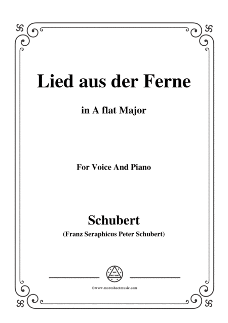 Schubert Lied Aus Der Ferne In A Flat Major For Voice Piano Sheet Music