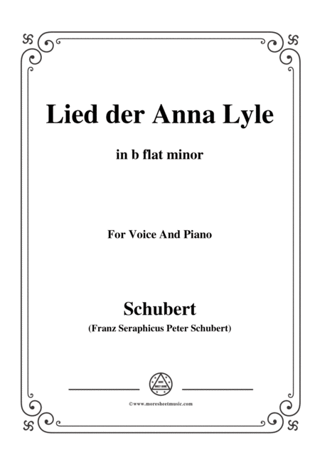 Schubert Lied Der Anna Lyle Op 85 No 1 In B Flat Minor For Voice Piano Sheet Music