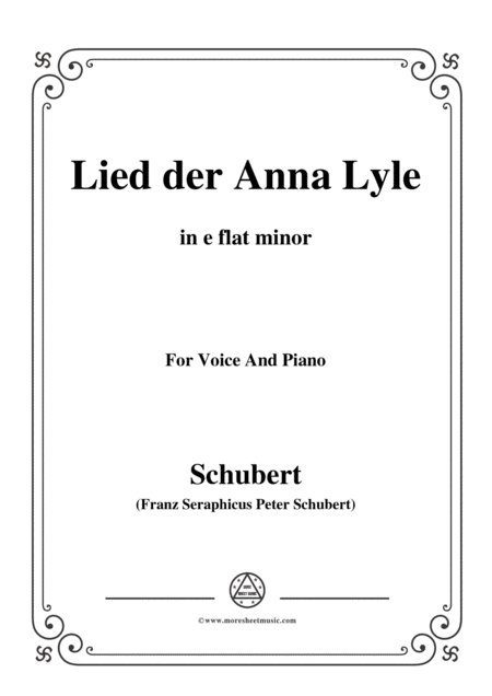 Free Sheet Music Schubert Lied Der Anna Lyle Op 85 No 1 In E Flat Minor For Voice Piano