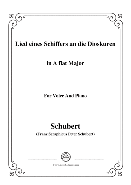 Free Sheet Music Schubert Lied Eines Schiffers An Die Dioskuren In A Flat Major Op 65 No 1 For Voice And Piano