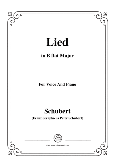 Schubert Lied Es Ist So Angenehm In B Flat Major D 284 For Voice And Piano Sheet Music