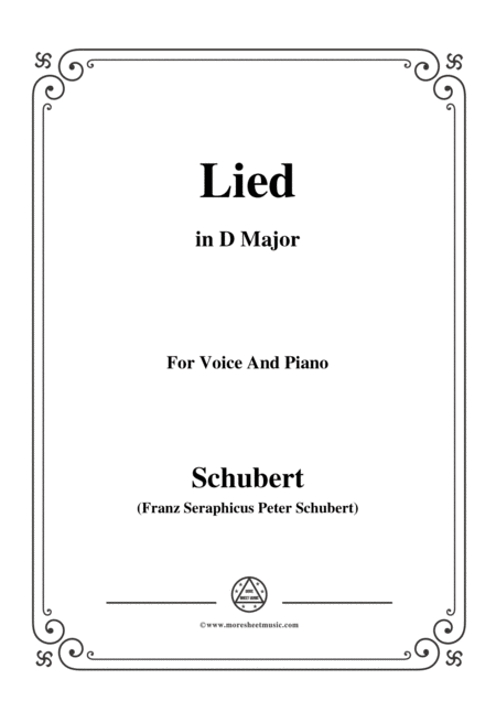 Schubert Lied In D Major For Voice Piano Sheet Music