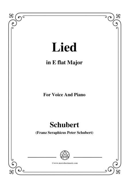 Schubert Lied In E Flat Major For Voice Piano Sheet Music