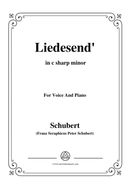 Schubert Liedesend In C Sharp Minor For Voice And Piano Sheet Music