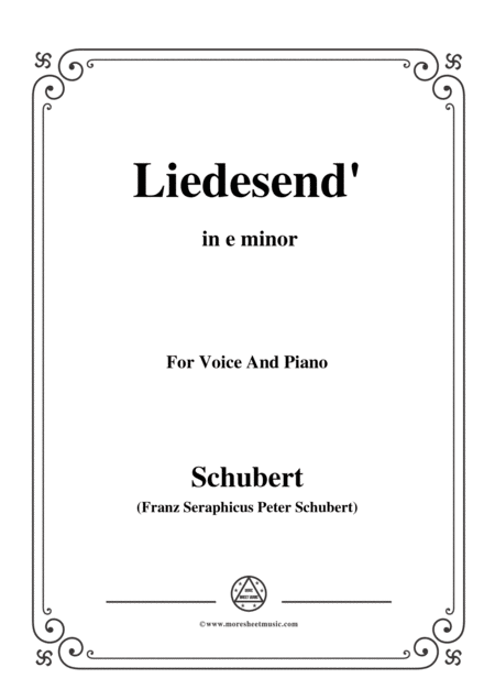 Schubert Liedesend In E Minor For Voice And Piano Sheet Music