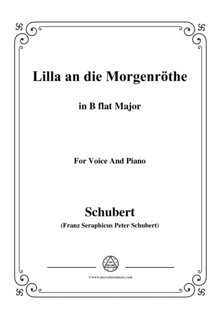 Schubert Lilla An Die Morgenrte In B Flat Major For Voice Piano Sheet Music