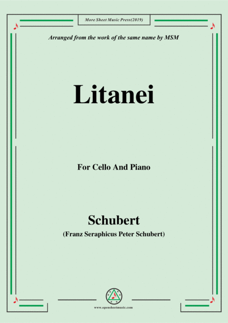 Schubert Litanei For Cello And Piano Sheet Music