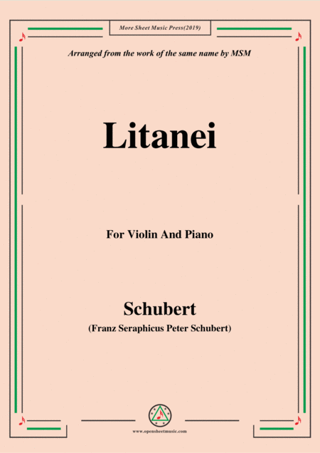 Schubert Litanei For Violin And Piano Sheet Music