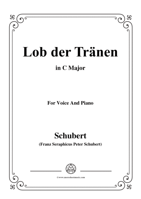 Schubert Lob Der Trnen Op 13 No 2 In C Major For Voice Piano Sheet Music