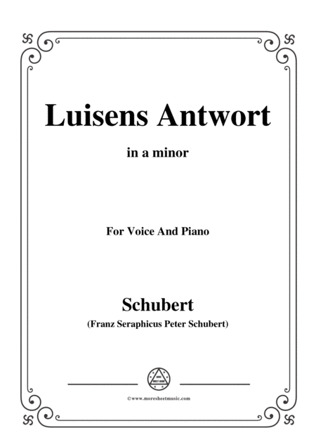 Schubert Luisens Antwort In A Minor For Voice Piano Sheet Music