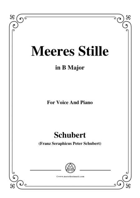 Schubert Meeres Stille Op 3 No 2 In B Major For Voice Piano Sheet Music