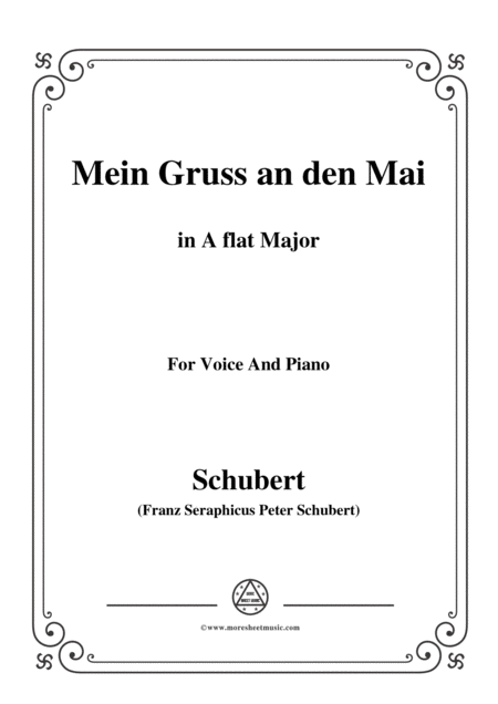 Schubert Mein Gruss An Den Mai In A Flat Major For Voice Piano Sheet Music