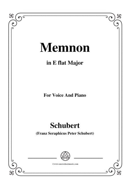 Schubert Memnon In E Flat Major Op 6 For Voice And Piano Sheet Music