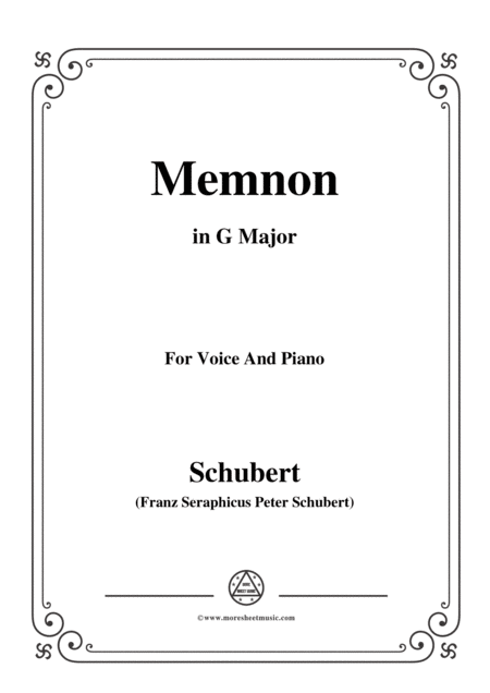 Schubert Memnon In G Major Op 6 For Voice And Piano Sheet Music