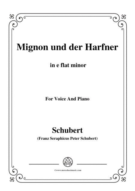 Schubert Mignon Und Der Harfner Duet In E Flat Minor For Voice Piano Sheet Music