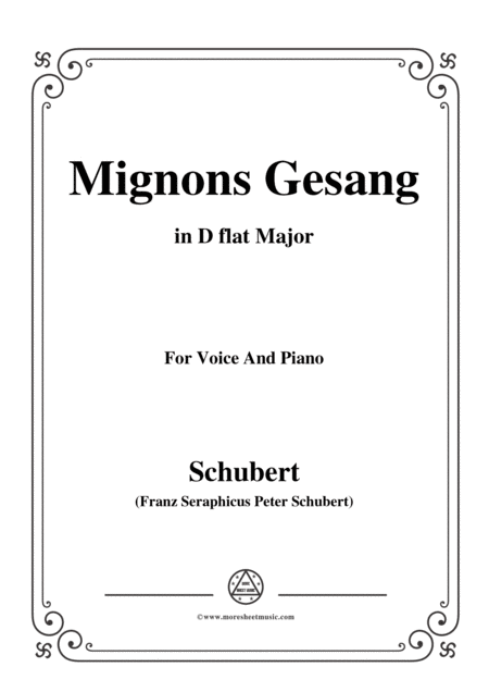 Free Sheet Music Schubert Mignons Gesang In D Flat Major For Voice Piano