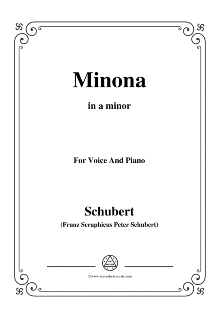 Schubert Minona In A Minor For Voice Piano Sheet Music