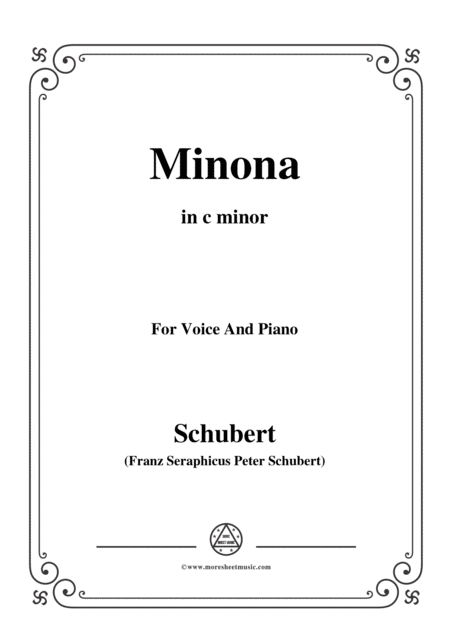 Schubert Minona In C Minor For Voice Piano Sheet Music