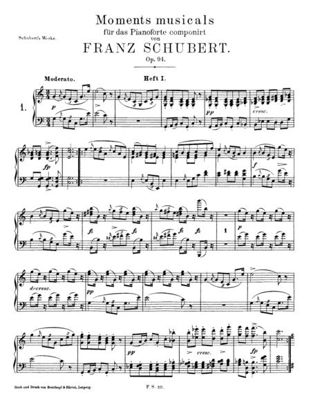 Free Sheet Music Schubert Moments Musical Op 94 No 1 Complete Original Version