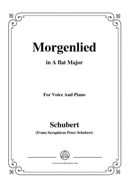 Schubert Morgenlied In A Flat Major For Voice Piano Sheet Music