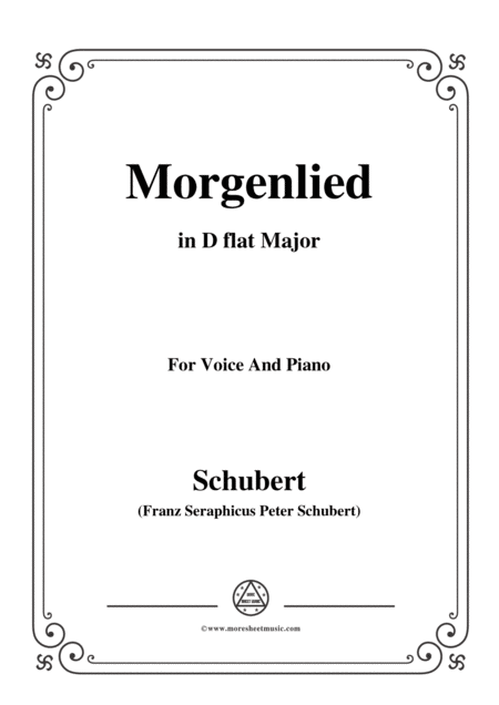 Schubert Morgenlied In D Flat Major For Voice And Piano Sheet Music