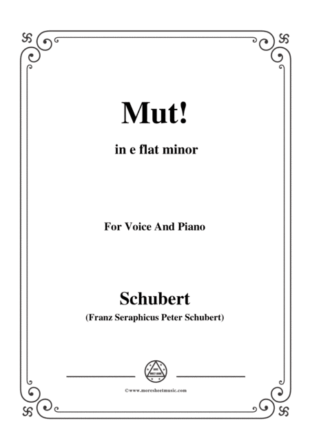 Schubert Mut From Winterreise Op 89 D 911 No 22 In E Flat Minor For Voice Piano Sheet Music