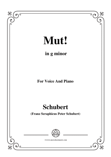 Schubert Mut From Winterreise Op 89 D 911 No 22 In G Minor For Voice Piano Sheet Music