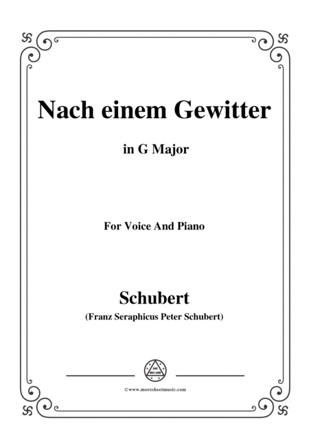 Schubert Nach Einem Gewitter In G Major For Voice And Piano Sheet Music