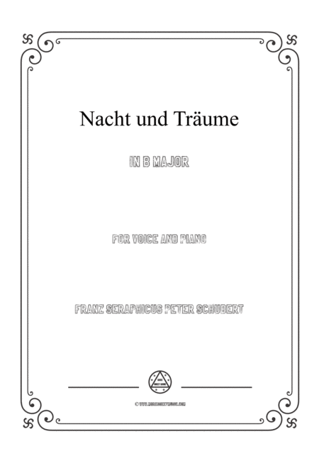 Free Sheet Music Schubert Nacht Und Trume In B Major For Voice And Piano
