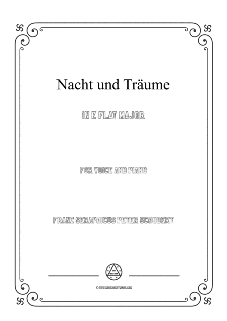 Schubert Nacht Und Trume In E Flat Major For Voice And Piano Sheet Music