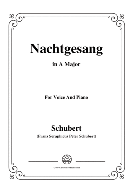 Free Sheet Music Schubert Nachtgesang In A Major For Voice Piano