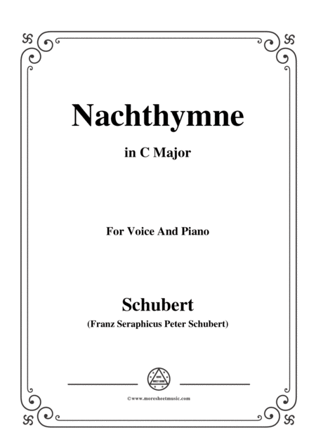 Schubert Nachthymne In C Major For Voice Piano Sheet Music