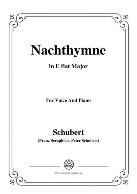 Schubert Nachthymne In E Flat Major For Voice Piano Sheet Music