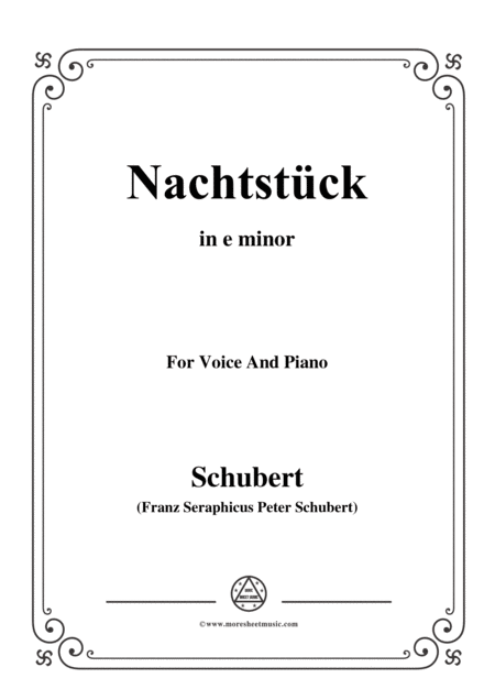 Schubert Nachtstck Op 36 No 2 In E Minor For Voice Piano Sheet Music