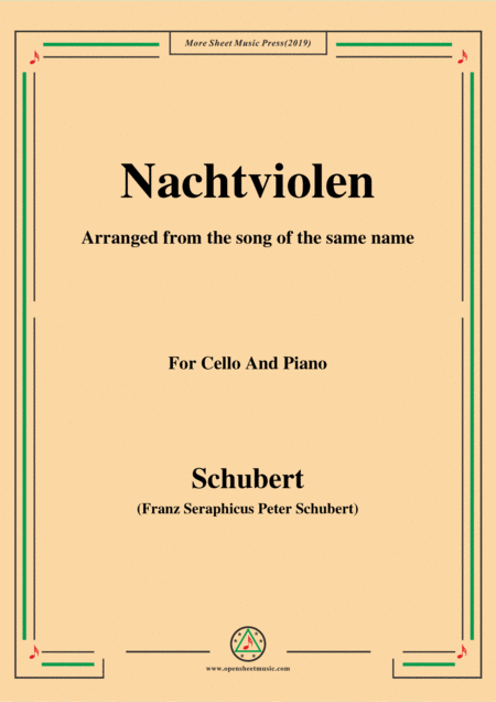 Schubert Nachtviolen For Cello And Piano Sheet Music