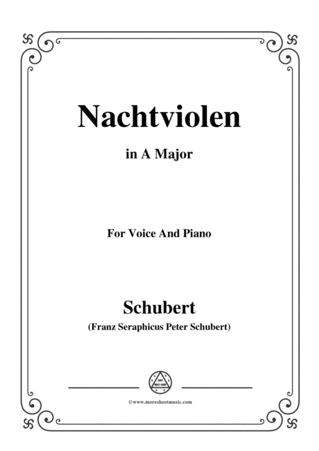Free Sheet Music Schubert Nachtviolen In A Major For Voice And Piano
