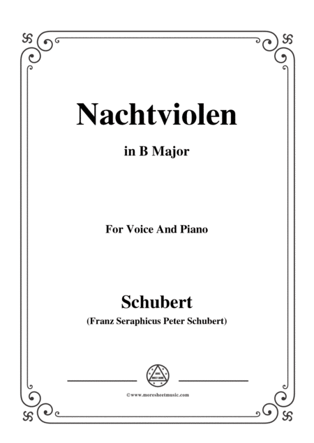 Free Sheet Music Schubert Nachtviolen In B Major For Voice And Piano