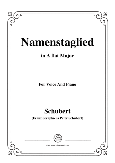 Free Sheet Music Schubert Namenstaglied In A Flat Major From Madrigali For Voice Piano