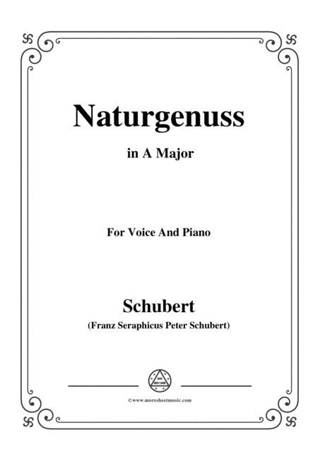 Schubert Naturgenuss In A Major For Voice Piano Sheet Music