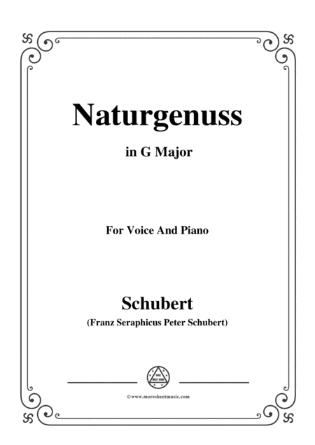 Schubert Naturgenuss In G Major For Voice Piano Sheet Music