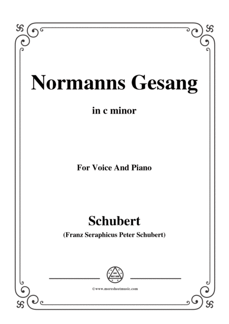 Schubert Normanns Gesang In C Minor Op 52 No 5 For Voice And Piano Sheet Music