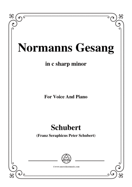 Schubert Normanns Gesang In C Sharp Minor Op 52 No 5 For Voice And Piano Sheet Music