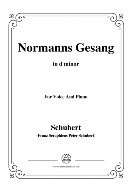 Schubert Normanns Gesang In D Minor Op 52 No 5 For Voice And Piano Sheet Music