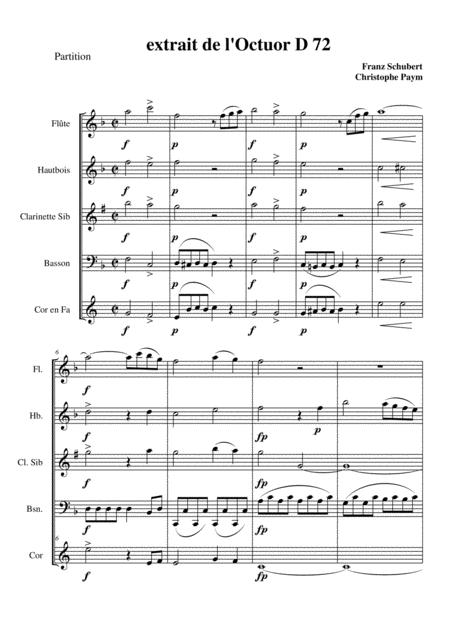 Free Sheet Music Schubert Octuor For Winds D72 Woodwind Quintet