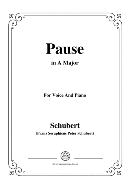 Schubert Pause From Die Schne Mllerin Op 25 No 12 In A Major For Voice Piano Sheet Music