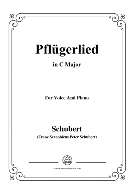 Schubert Pflgerlied In C Major For Voice And Piano Sheet Music