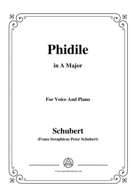 Schubert Phidile In A Major For Voice Piano Sheet Music