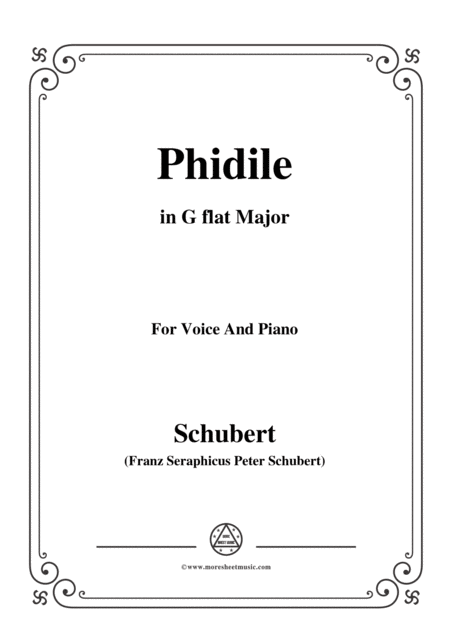 Schubert Phidile In G Flat Major For Voice Piano Sheet Music