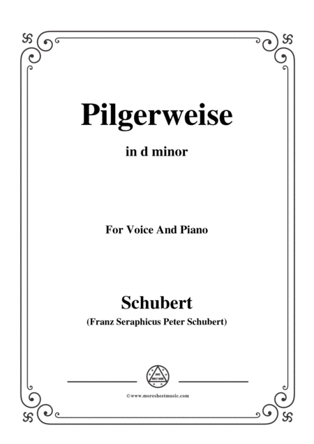 Schubert Pilgerweise In D Minor For Voice Piano Sheet Music