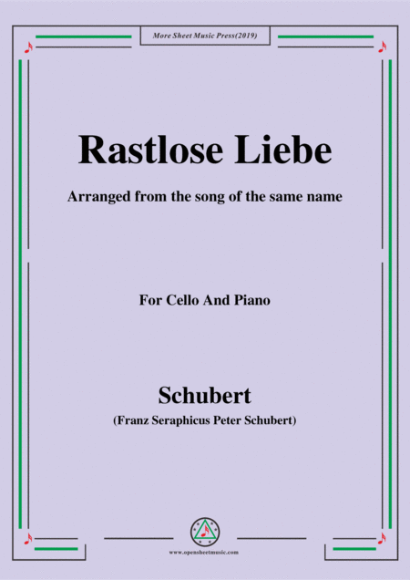 Free Sheet Music Schubert Rastlose Liebe For Cello And Piano